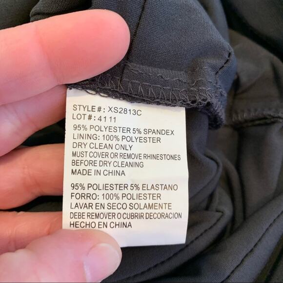 Cache charcoal gray rhinestone shoulder open back dress size 6 - Picture 12 of 15